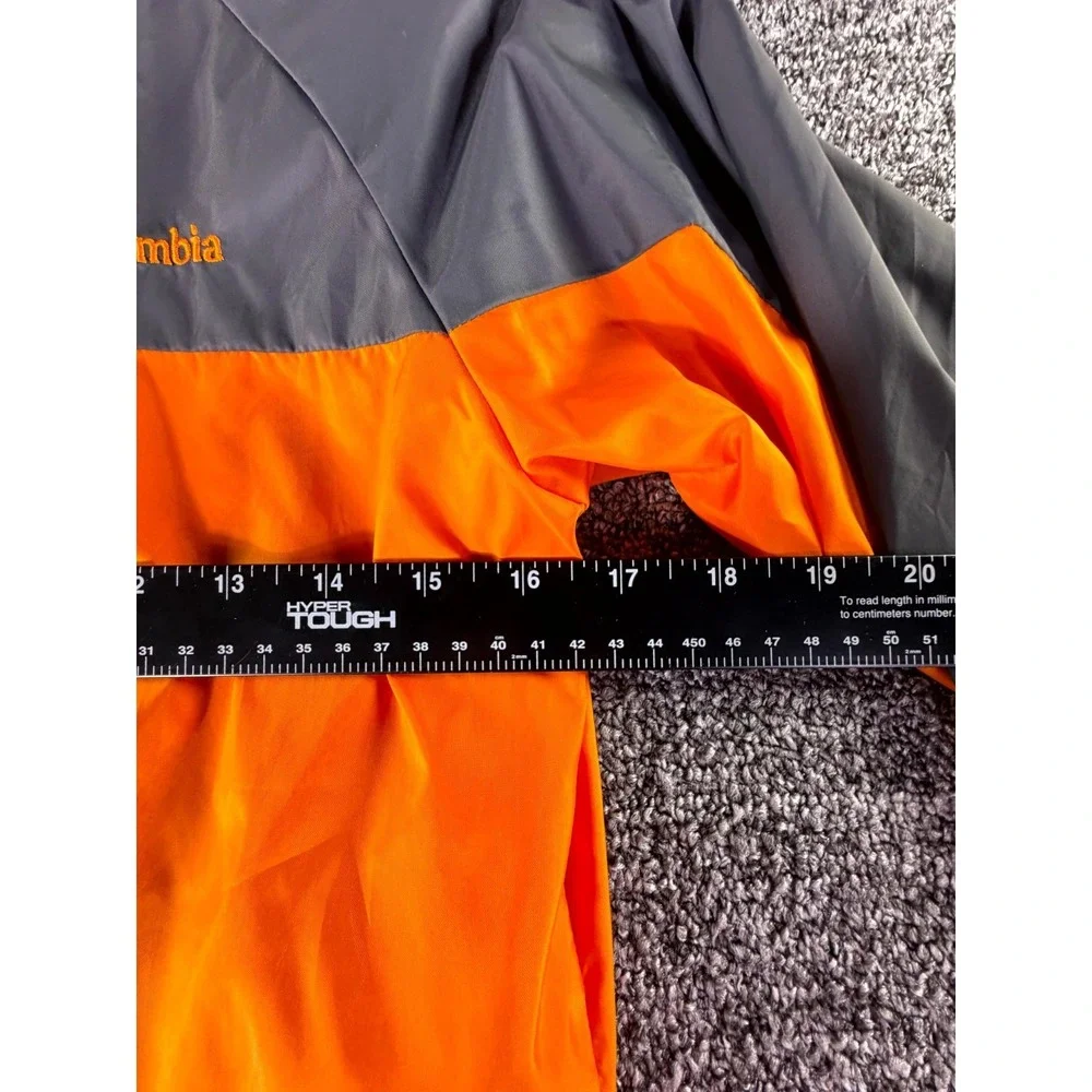 Columbia Sportswear Windbreaker Jacket Youth Medium 10/12 Orange Gray Hooded